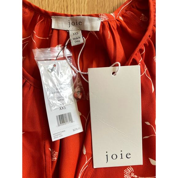 Joie Orange floral blouse, XXS - Picture 9 of 10